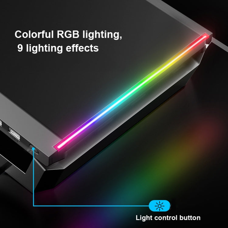 Lisslune | ICE COOREL T1 Monitor Elevated Rack Foldable Laptop Stand With RGB Lighting & 4xUSB2.0 Extension Interface (Obsidian Black)