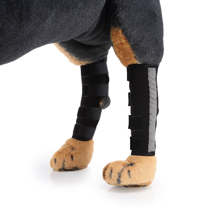 Pet Knee Pad Dog Leg Protector Pet Protective Clothing Surgery Injury Protection, Size: M(HJ10 Reflective Black)
