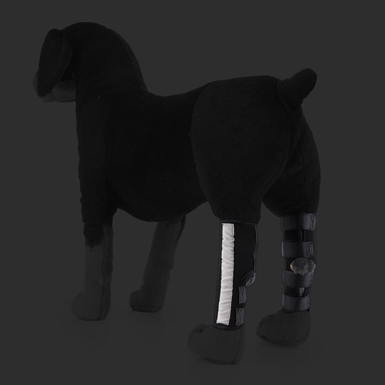 Pet Knee Pad Dog Leg Protector Pet Protective Clothing Surgery Injury Protection, Size: M(HJ10 Reflective Black)