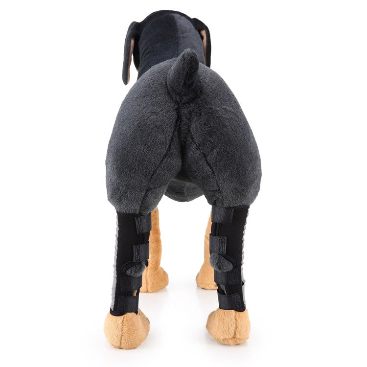 Pet Knee Pad Dog Leg Protector Pet Protective Clothing Surgery Injury Protection, Size: M(HJ10 Reflective Black)