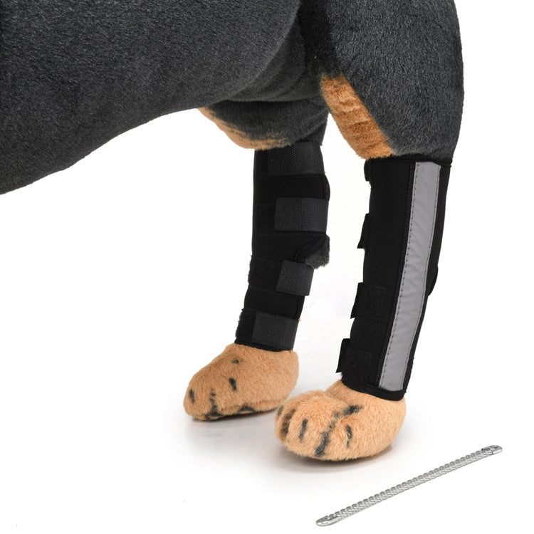 Pet Knee Pads Dog Leg Guardian Pet Protective Gear Surgery Injury Protection, Size: M (HJ28 Reflective with Support Rod Black)