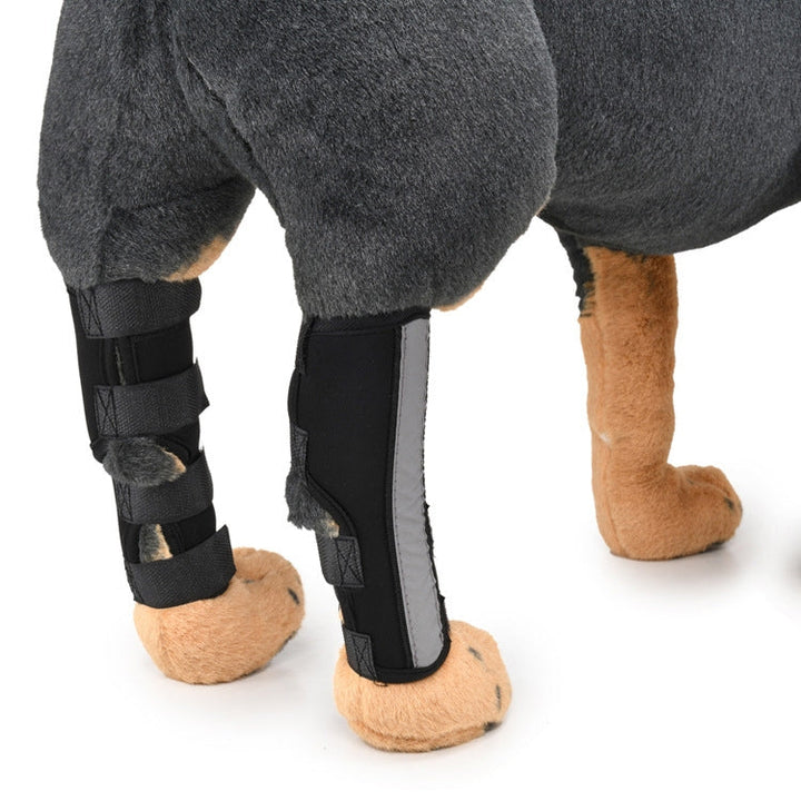 Pet Knee Pads Dog Leg Guardian Pet Protective Gear Surgery Injury Protection, Size: M (HJ28 Reflective with Support Rod Black)