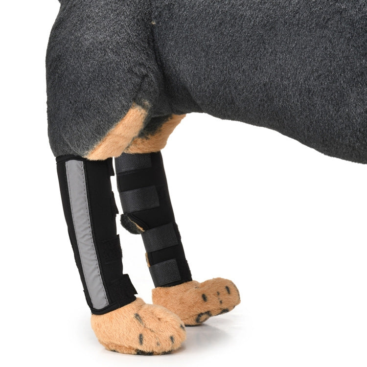 Pet Knee Pads Dog Leg Guardian Pet Protective Gear Surgery Injury Protection, Size: M (HJ28 Reflective with Support Rod Black)