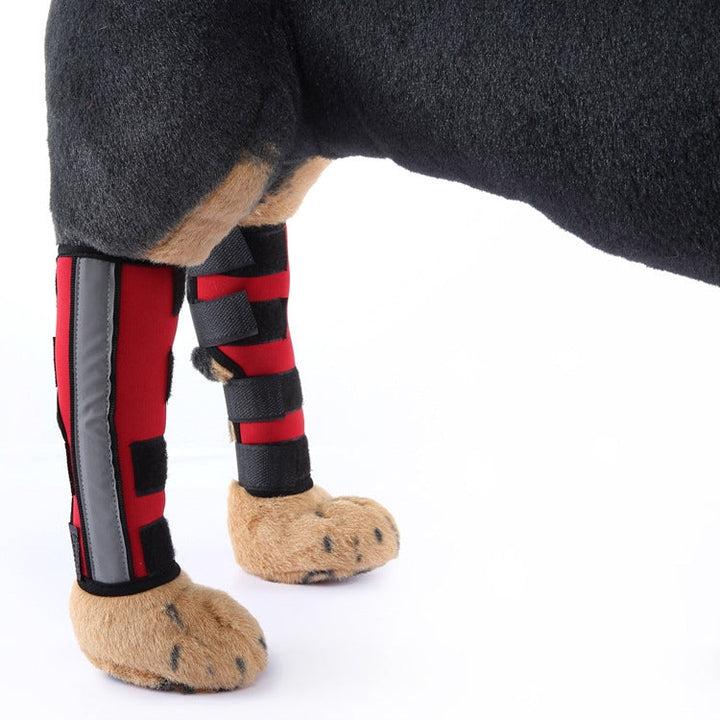 Pet Knee Pads Dog Leg Protectors Animal Protective Gear Surgery Injury Tent, Size: M(HJ29 Reflective With Support Bracket Red)