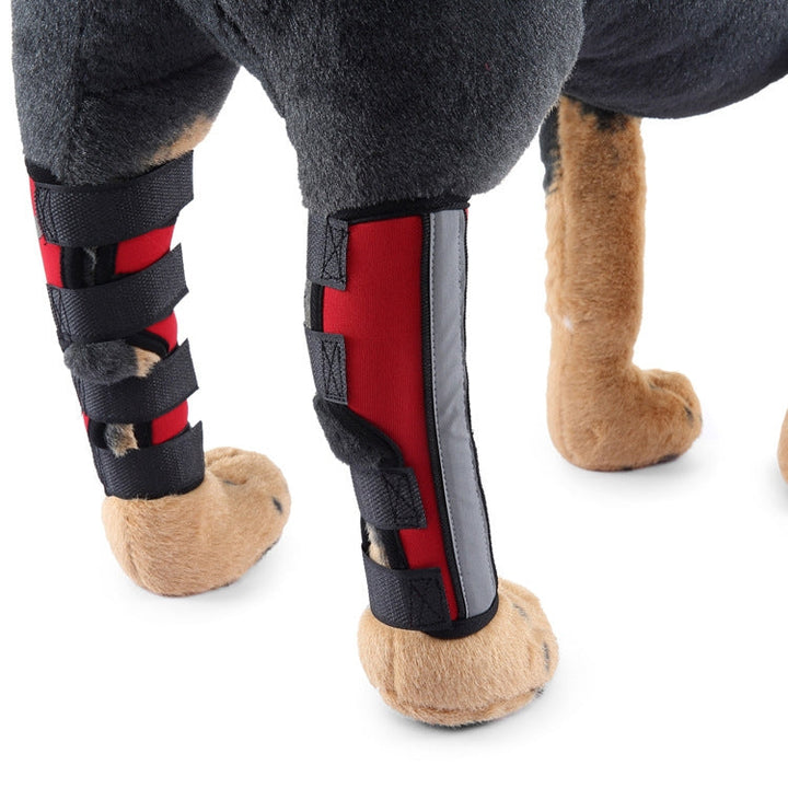 Pet Knee Pads Dog Leg Protectors Animal Protective Gear Surgery Injury Tent, Size: M(HJ29 Reflective With Support Bracket Red)