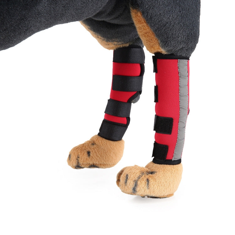 Pet Knee Pads Dog Leg Protection Pet Protection Equipment Surgery Injury Protection, Size: L(HJ11 Reflection Red)