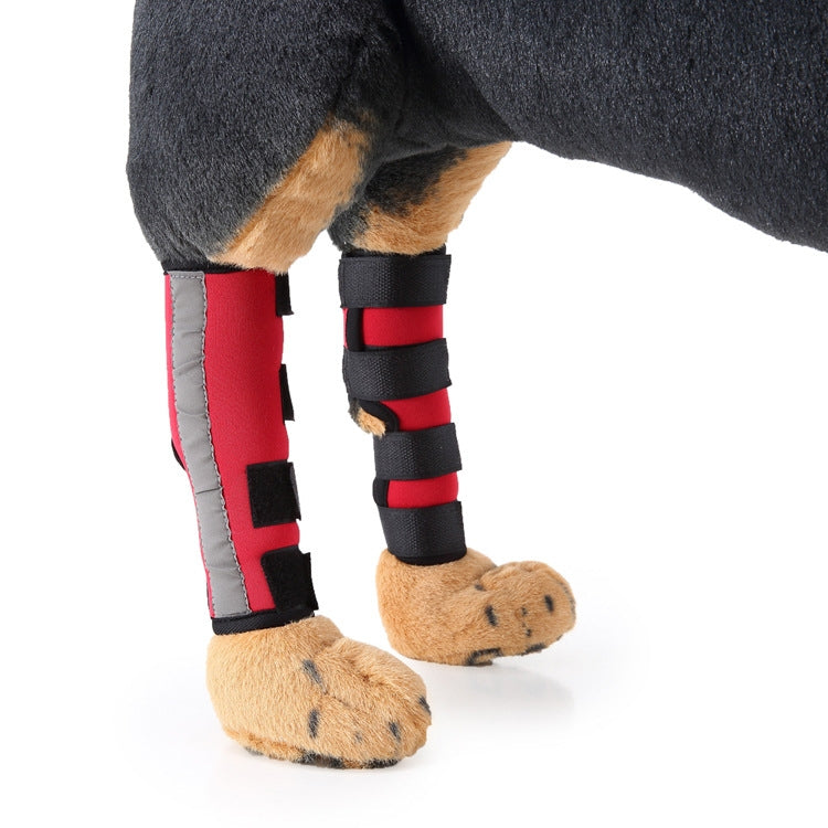 Pet Knee Pads Dog Leg Protection Pet Protection Equipment Surgery Injury Protection, Size: L(HJ11 Reflection Red)