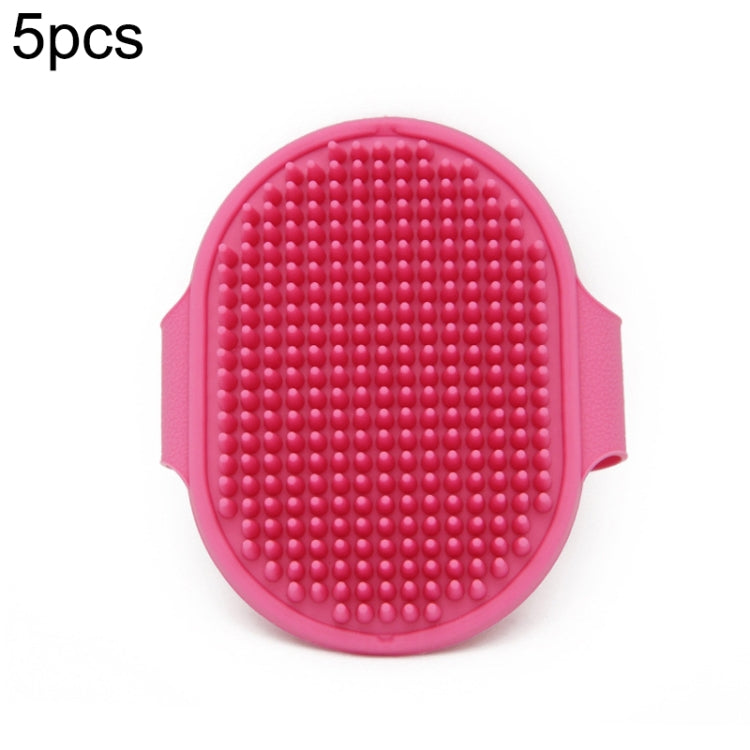 5-piece pet bath massage brush for dogs cleaning and beauty tools (Rose Red)