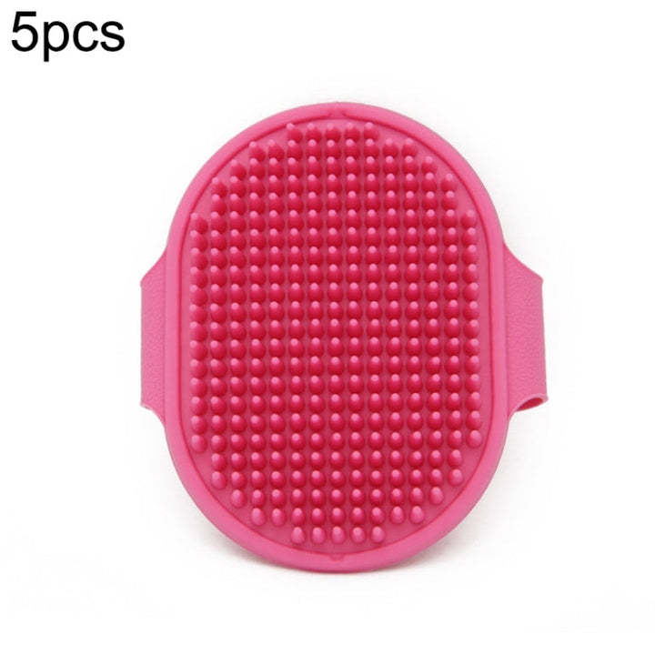 5-piece pet bath massage brush for dogs cleaning and beauty tools (Rose Red)