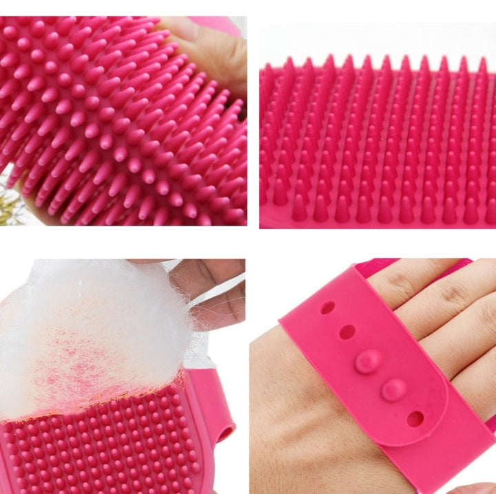 5-piece pet bath massage brush for dogs cleaning and beauty tools (Rose Red)