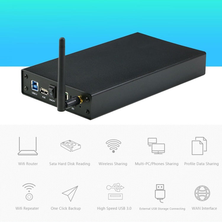 Lisslune | Blueendless 3.5 inch Mobile Hard Drive Bay WIFI Wireless NAS Private Cloud Storage (EU Plug)