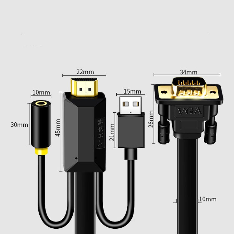 Lisslune | 10m JH HV10 1080P HDMI to VGA Cable Projector TV Box Computer Notebook Industrial Display Adapter Cable