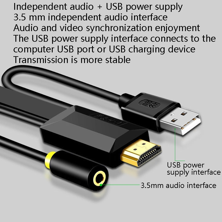 Lisslune | 10m JH HV10 1080P HDMI to VGA Cable Projector TV Box Computer Notebook Industrial Display Adapter Cable