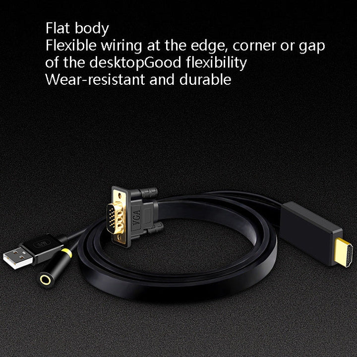 Lisslune | 10m JH HV10 1080P HDMI to VGA Cable Projector TV Box Computer Notebook Industrial Display Adapter Cable