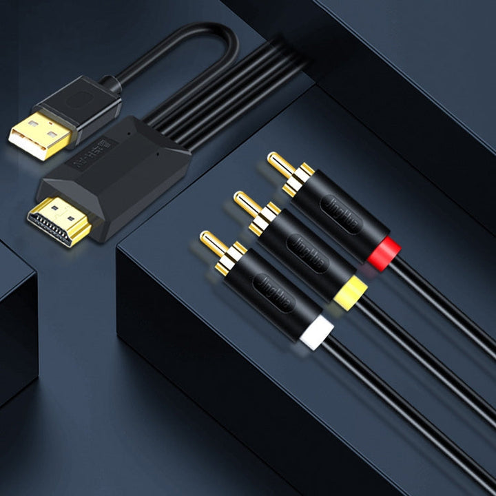 Lisslune | 1m JingHua HDMI-3RCA HDMI to 3RCA Conversion Cable Set-Top TV Projector AV Lotus Converter Cable