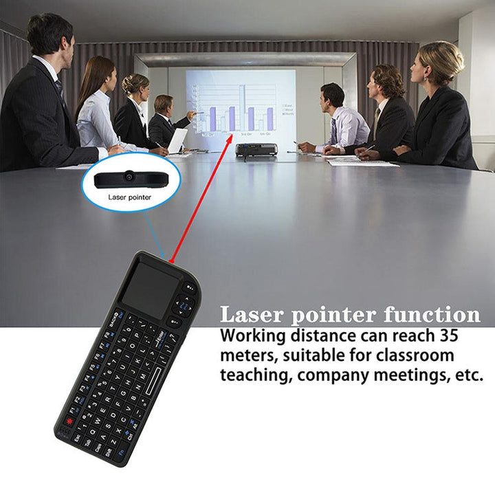 Lisslune | A8 Mini Wireless Mouse and Keyboard with Laser Touchpad Keyboard, Color: English White Backlight