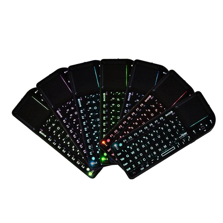 Lisslune | A8 Mini Wireless Mouse and Keyboard with Laser Touchpad Keyboard, Color: English Colored Backlighting