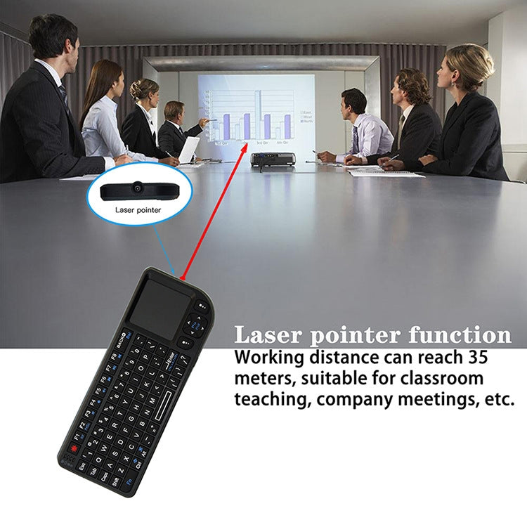 Lisslune | A8 Mini Wireless Mouse and Keyboard with Laser Touchpad Keyboard, Color: English Colored Backlighting