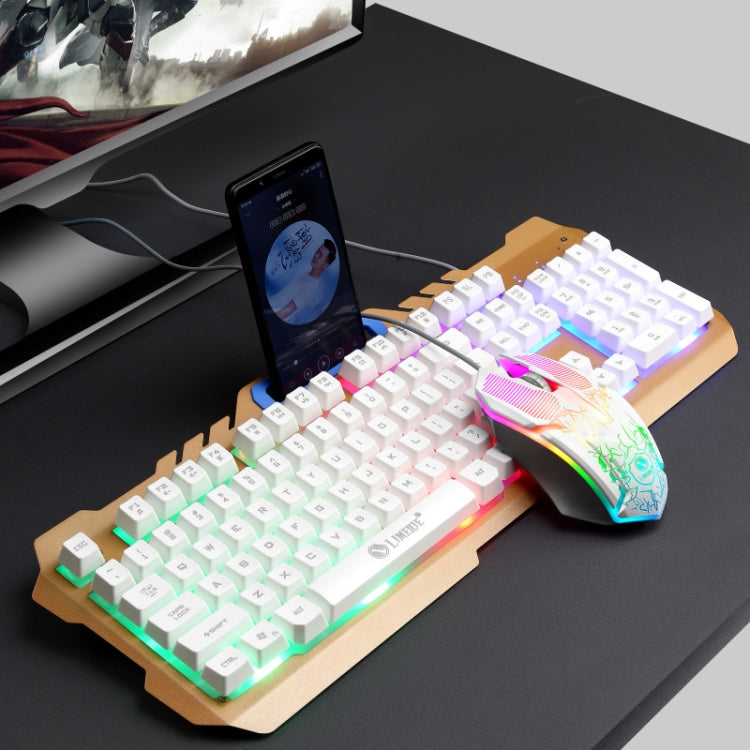 Lisslune | LIMEIDE T21 104-Key Wired Gaming Backlit Computer Manipulator Keyboard and Mouse Set, Cable Length: 1.4 m (White)