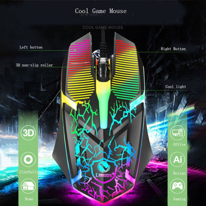 Lisslune | LIMEIDE T21 104-Key Wired Gaming Backlit Computer Manipulator Keyboard and Mouse Set, Cable Length: 1.4 m (White)