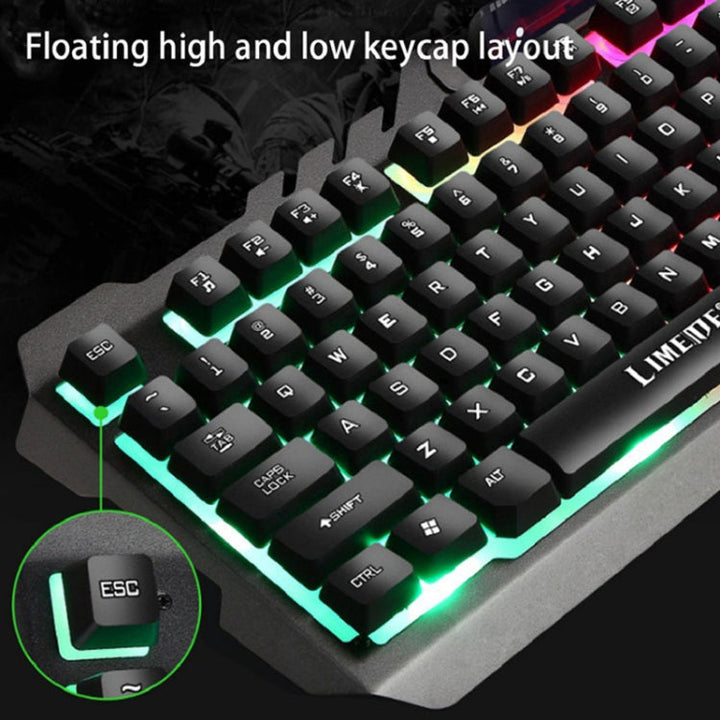 Lisslune | LIMEIDE T21 104-Key Wired Gaming Backlit Computer Manipulator Keyboard and Mouse Set, Cable Length: 1.4 m (White)