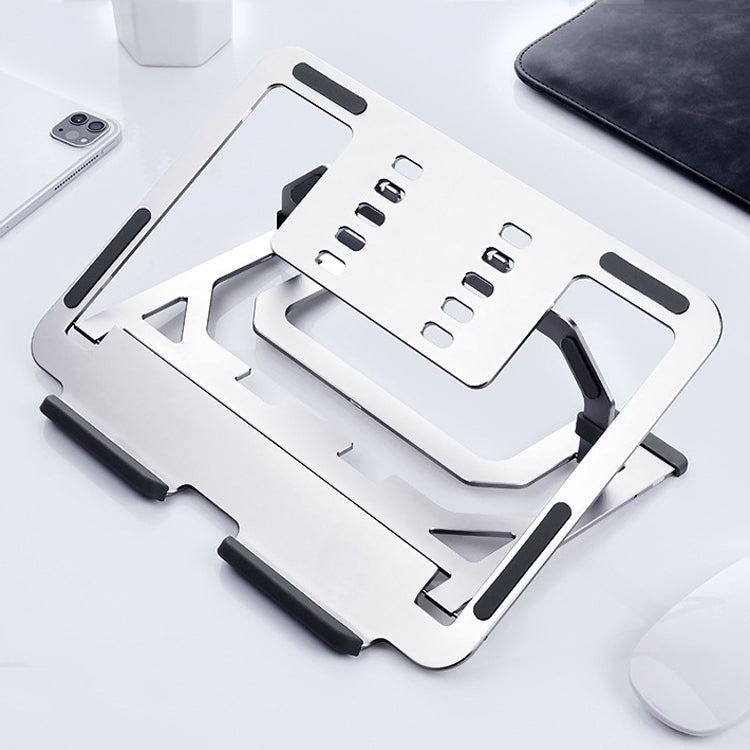Lisslune | LH-T610 Aluminum Alloy Laptop Stand Foldable Lift Desktop Cooling Stand (Elegant Silver)
