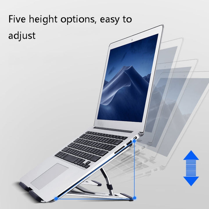 Lisslune | LH-T610 Aluminum Alloy Laptop Stand Foldable Lift Desktop Cooling Stand (Elegant Silver)