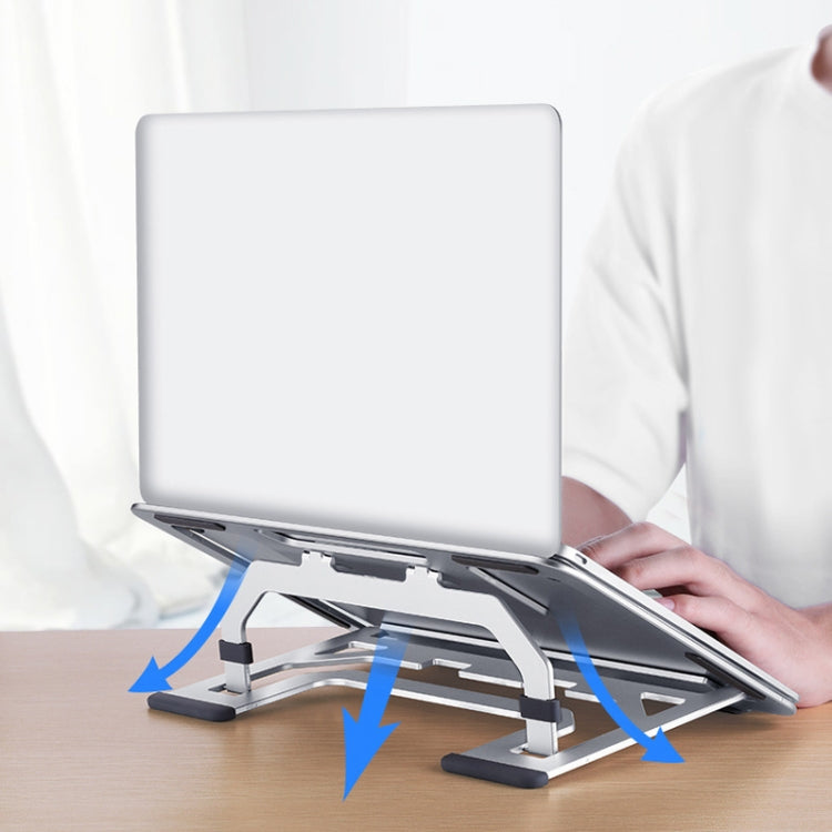 Lisslune | LH-T610 Aluminum Alloy Laptop Stand Foldable Lift Desktop Cooling Stand (Elegant Silver)