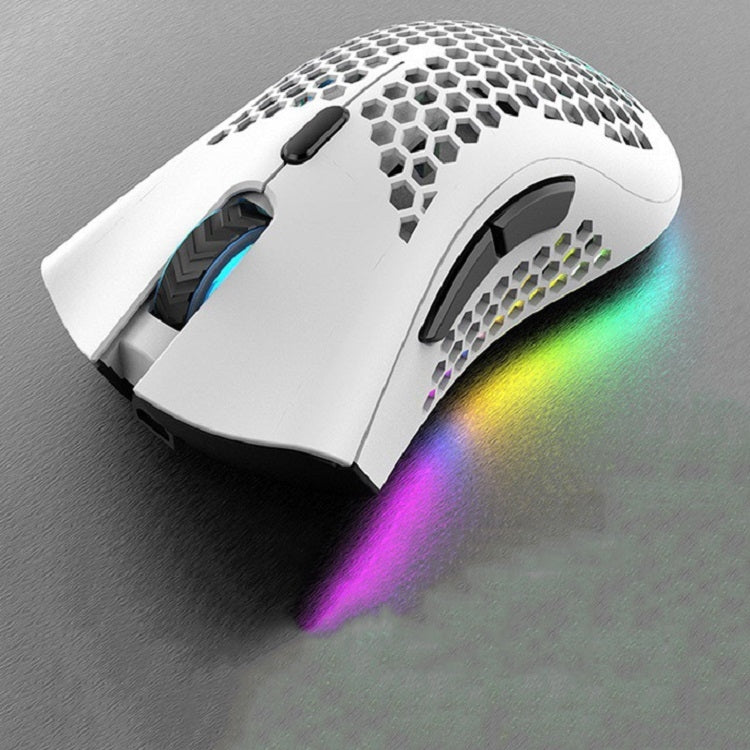 Lisslune | K-Snake BM600 1600 DPI 7-Button Hollow Lightweight Wireless Charging RGB Color Gaming Mouse (Wireless BM600 White)