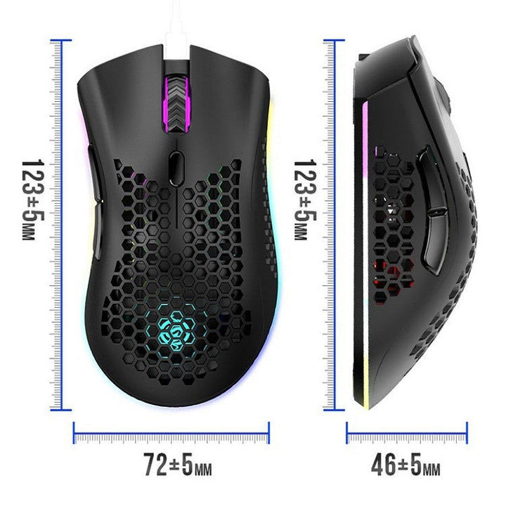 Lisslune | K-Snake BM600 1600 DPI 7-Button Hollow Lightweight Wireless Charging RGB Color Gaming Mouse (Wireless BM600 White)