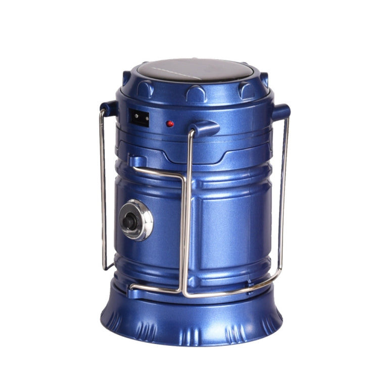 Lisslune | LED Tent Light Solar Rechargeable Camping Lamp Expandable Multifunctional Lantern, Supports USB Output, EU Plug (Blue)