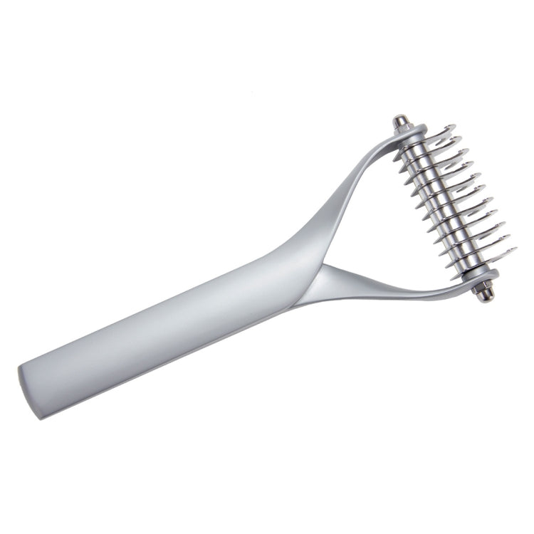 Zinc alloy hair comb, double-sided cat and dog fur cleaning beauty comb, Specification: Silver Small (standard packaging)
