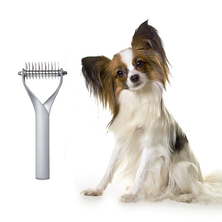 Zinc alloy hair comb, double-sided cat and dog fur cleaning beauty comb, Specification: Silver Small (standard packaging)
