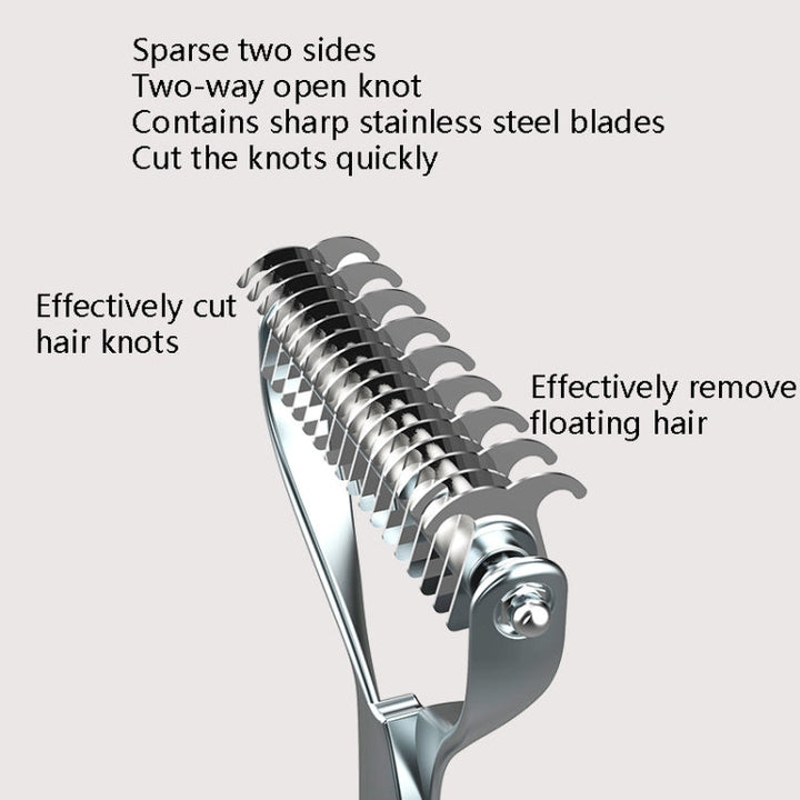 Zinc alloy hair comb, double-sided cat and dog fur cleaning beauty comb, Specification: Silver Small (standard packaging)