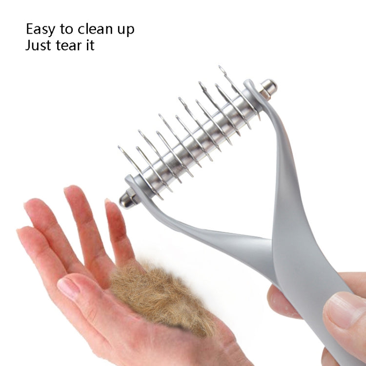 Zinc alloy hair comb, double-sided cat and dog fur cleaning beauty comb, Specification: Silver Small (standard packaging)