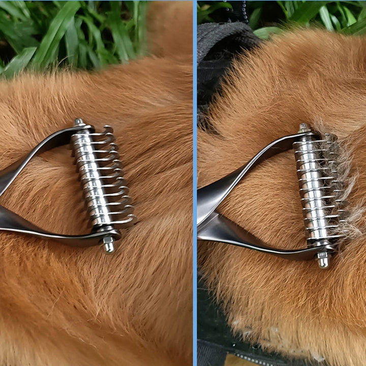 Zinc alloy hair comb, double-sided cat and dog fur cleaning beauty comb, Specification: Silver Small (standard packaging)