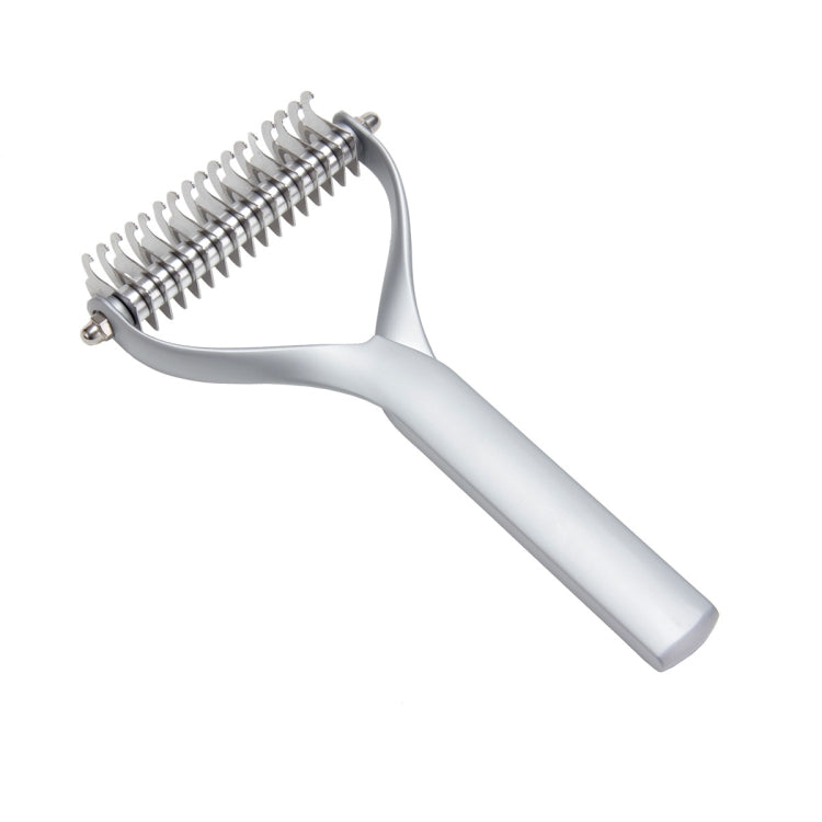 Zinc alloy hair comb double-sided cat and dog cleaning beauty hair removal comb, specification: Silver large (neat packaging)