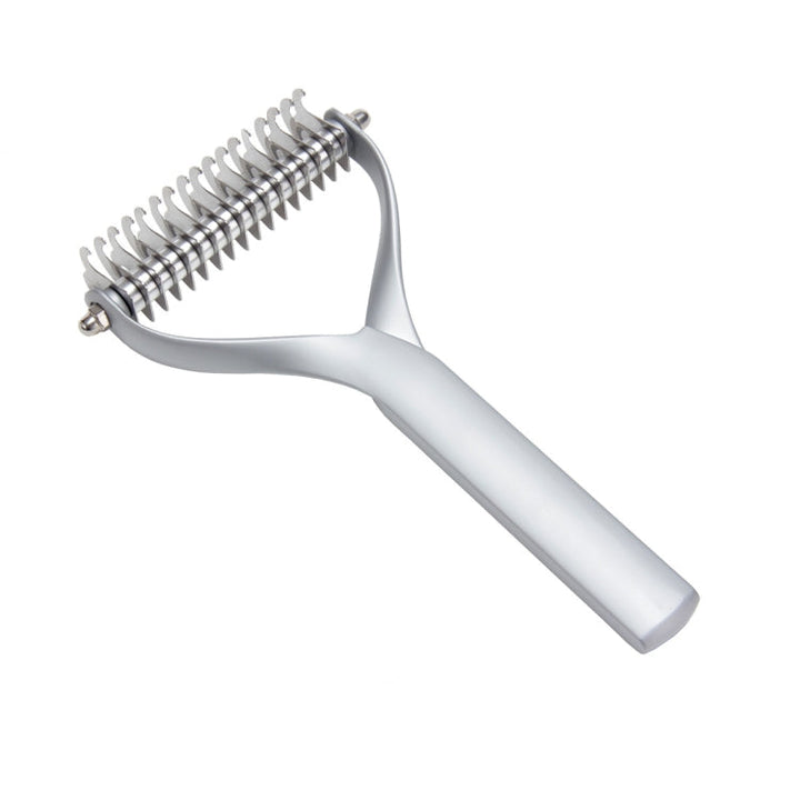 Zinc alloy hair comb double-sided cat and dog cleaning beauty hair removal comb, specification: Silver large (neat packaging)