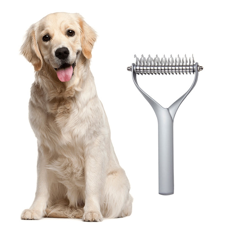 Zinc alloy hair comb double-sided cat and dog cleaning beauty hair removal comb, specification: Silver large (neat packaging)