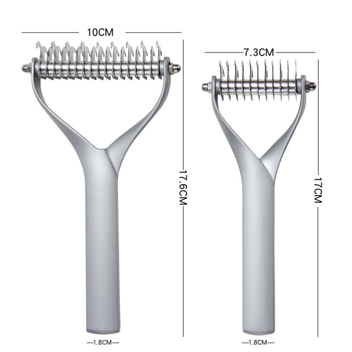 Zinc alloy hair comb double-sided cat and dog cleaning beauty hair removal comb, specification: Silver large (neat packaging)