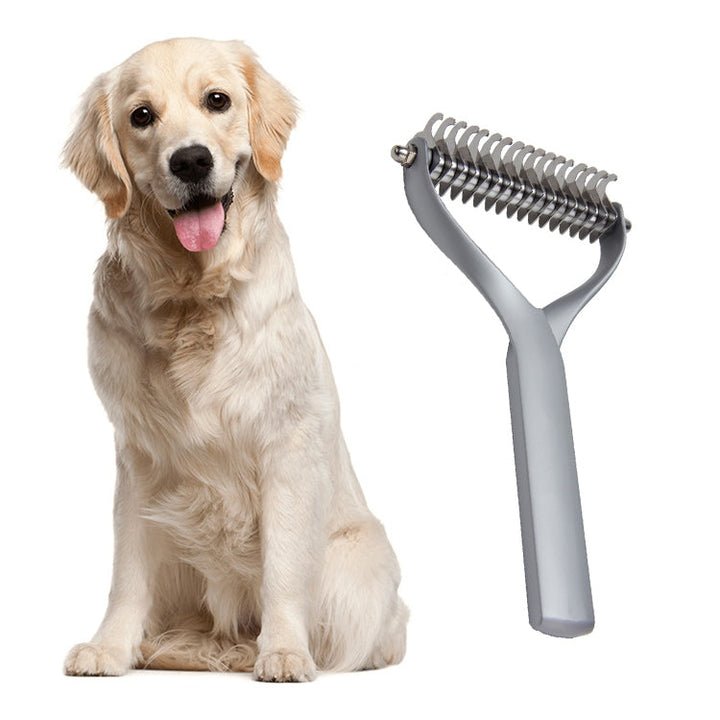 Pet comb zinc alloy double-sided cat dog cleaning beauty hair removal comb, specification: black large (neat packaging)