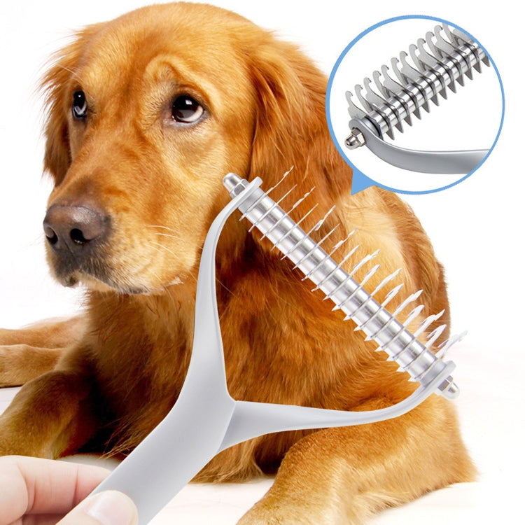 Pet comb zinc alloy double-sided cat dog cleaning beauty hair removal comb, specification: black large (neat packaging)