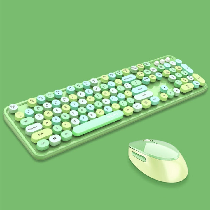Lisslune | Mofii Sweet Wireless Keyboard and Mouse Set Girl Punk Keyboard Office Set, Color: Green Mixed Version