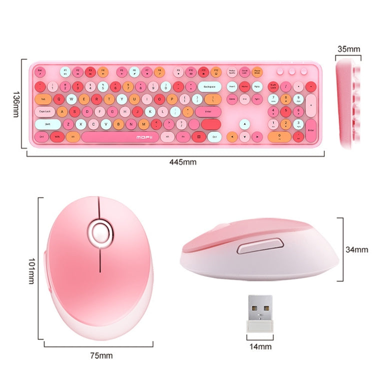 Lisslune | Mofii Sweet Wireless Keyboard and Mouse Set Girl Punk Keyboard Office Set, Color: Green Mixed Version