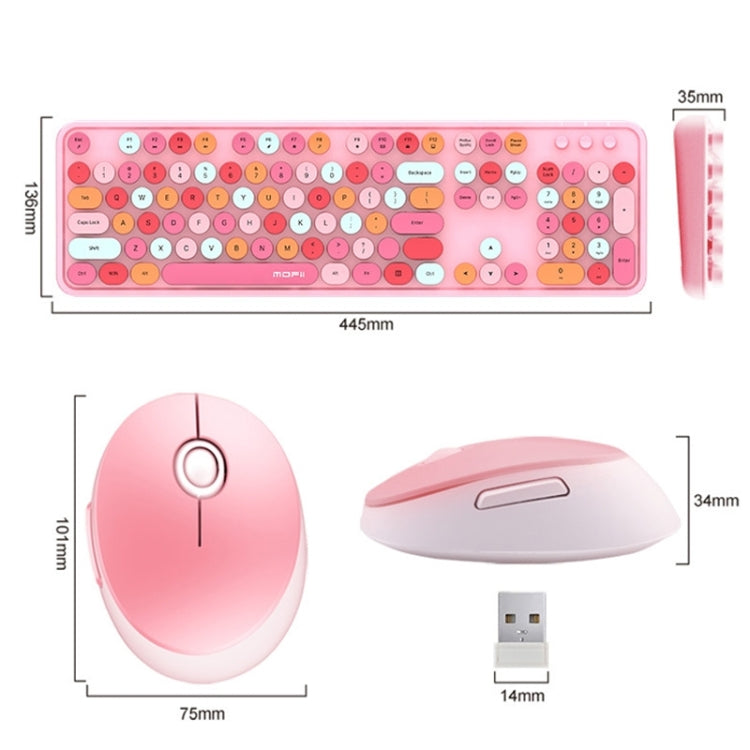 Lisslune | Mofii Sweet Wireless Keyboard and Mouse Set Girls Punk Keyboard Office Set, Color: Milk Tea Mixed Color