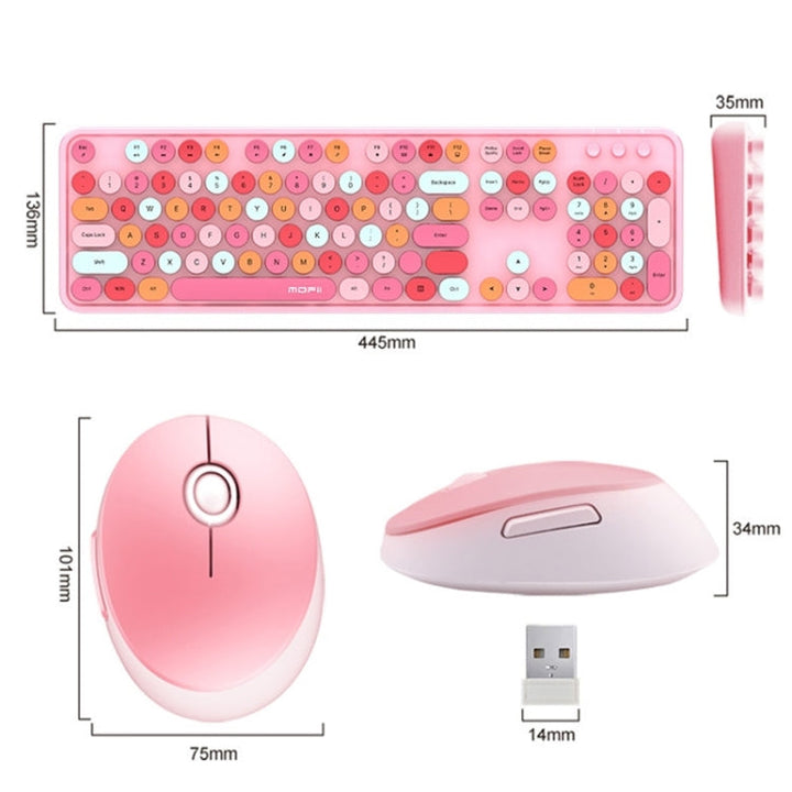 Lisslune | Mofii Sweet Wireless Keyboard and Mouse Set Girls Punk Keyboard Office Set, Color: Milk Tea Mixed Color