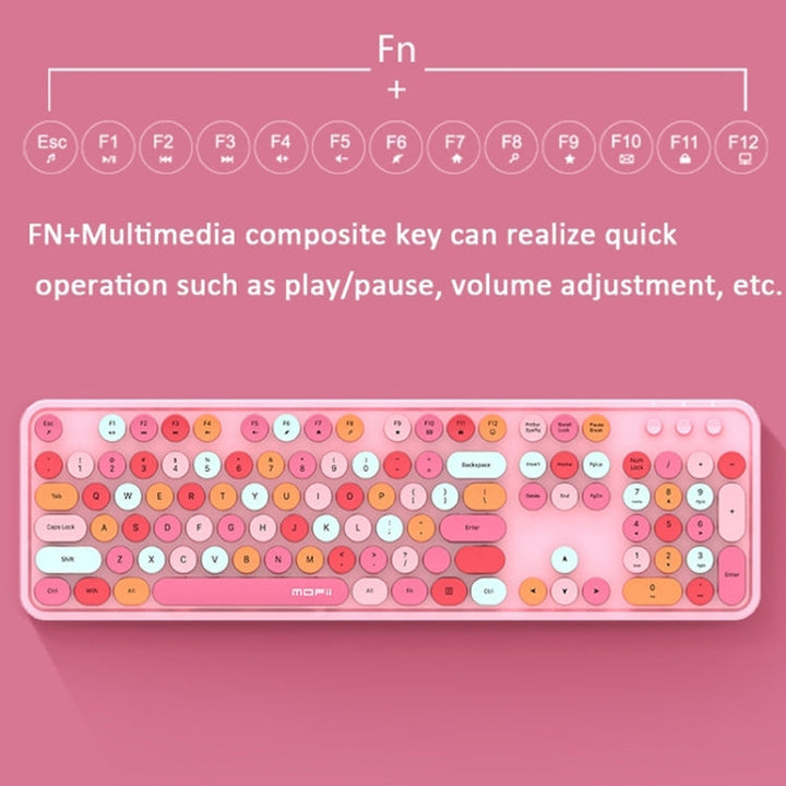 Lisslune | Mofii Sweet Wireless Keyboard and Mouse Set Girls Punk Keyboard Office Set, Color: Milk Tea Mixed Color