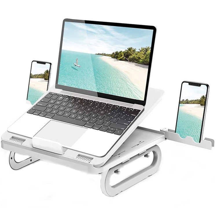 Lisslune | A23 Foldable Laptop Stand with 10-Speed Adjustment, Computer Cooling and Raising Stand, Color: Normal (White)