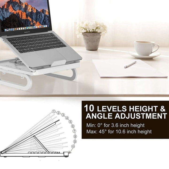 Lisslune | A23 Foldable Notebook Stand With 10-Speed Adjustment Computer Cooling Lift Stand, Color: Regular (Black)