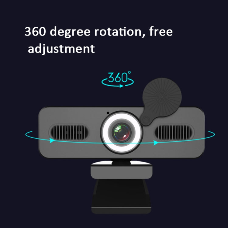 Lisslune | C360 2K Network High-Resolution Computer Camera Driver-Free Beautifying Light Camera with Omnidirectional Microphone, Cable Length: 1.8m